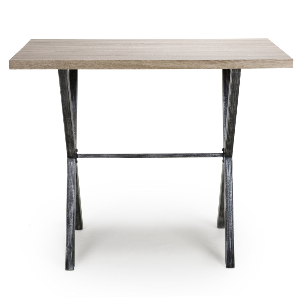 Oak Top Bar Table with Black Cross Metal Legs - Home Furniture Interiors
