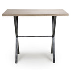 Oak Top Bar Table with Black Cross Metal Legs - Home Furniture Interiors