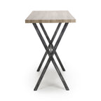 Oak Top Bar Table with Black Cross Metal Legs - Home Furniture Interiors
