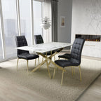 Astoria 1.6m White And 4 Jenner Black with Gold legs Dining Set - Home Furniture Interiors
