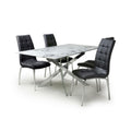 Astoria 1.6m White And 4 Jenner Black with Silver legs Dining Set