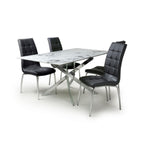 Astoria 1.6m White And 4 Jenner Black with Silver legs Dining Set
