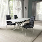 Astoria 1.6m White And 4 Jenner Black with Silver legs Dining Set - Home Furniture Interiors