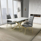 Astoria 1.6m White And 4 Jenner Grey with Gold legs Dining Set - Home Furniture Interiors