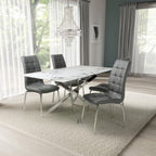 Astoria 1.6m White And 4 Jenner Grey with Silver legs Dining Set - Home Furniture Interiors