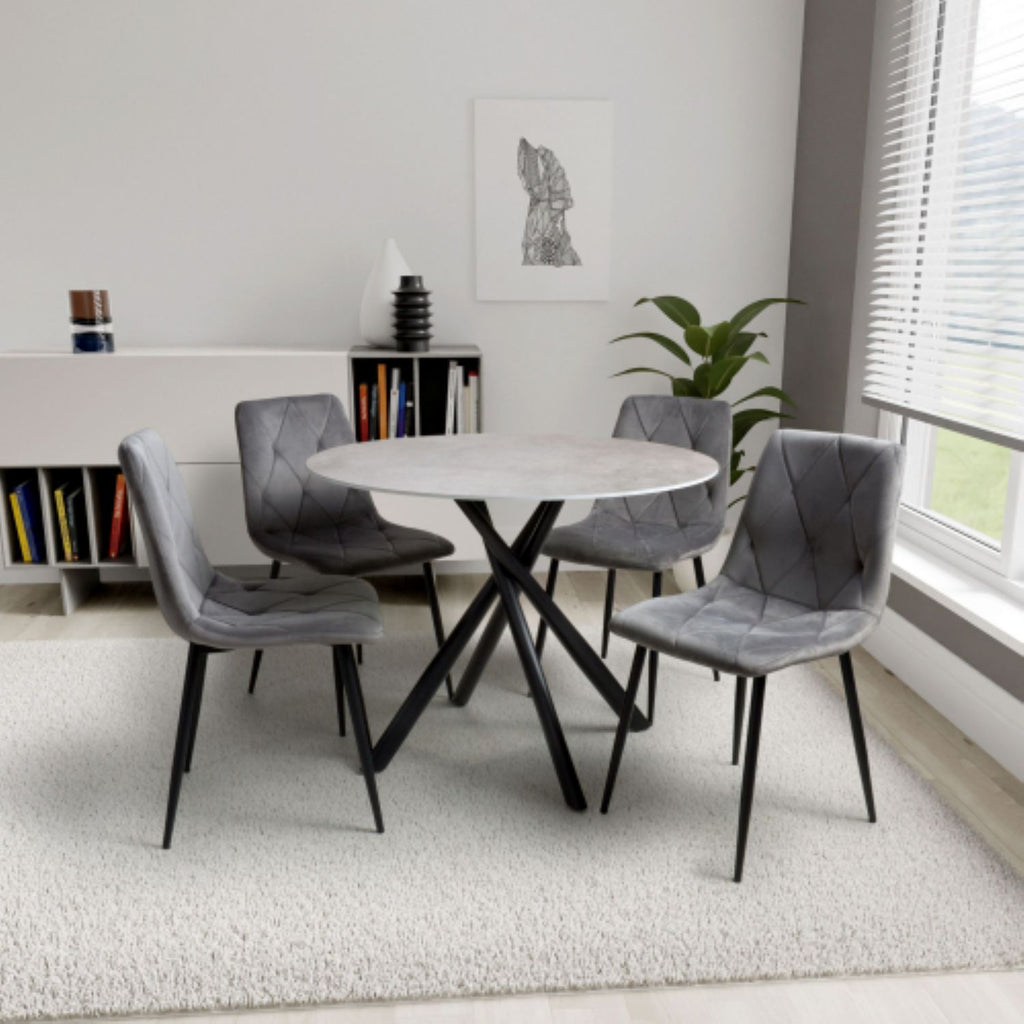 Avesta Grey And 4 Vernon Grey Dining Set - Home Furniture Interiors