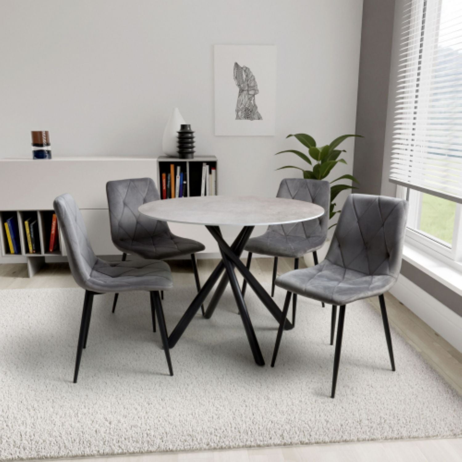 Avesta Grey And 4 Vernon Grey Dining Set - Home Furniture Interiors