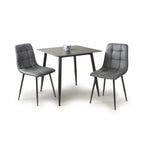 Grey Marble Effect 80cm Dining Table Set with 2 Grey Chairs - Home Furniture Interiors