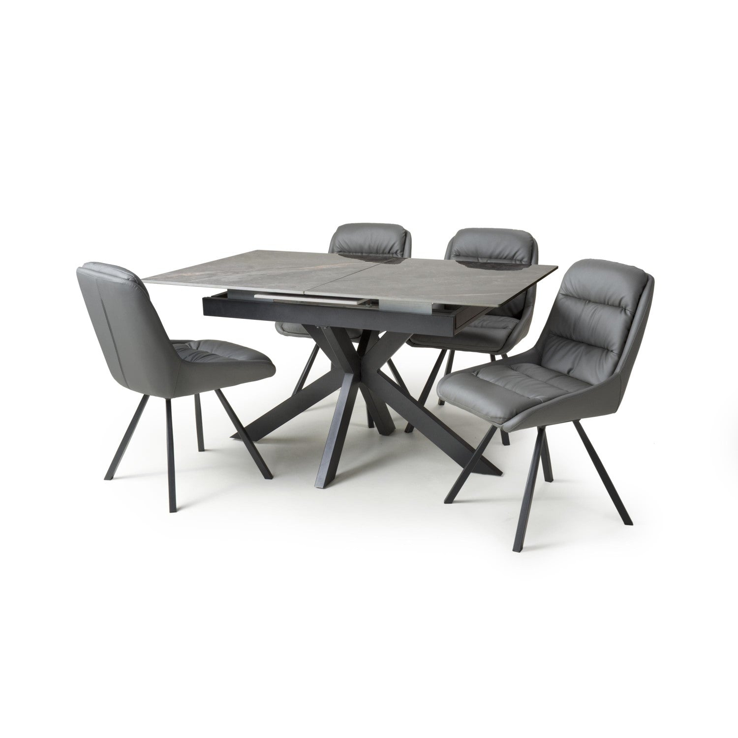 Tokyo Extender Grey and 4 Arnhem Grey Dining Set - Home Furniture Interiors