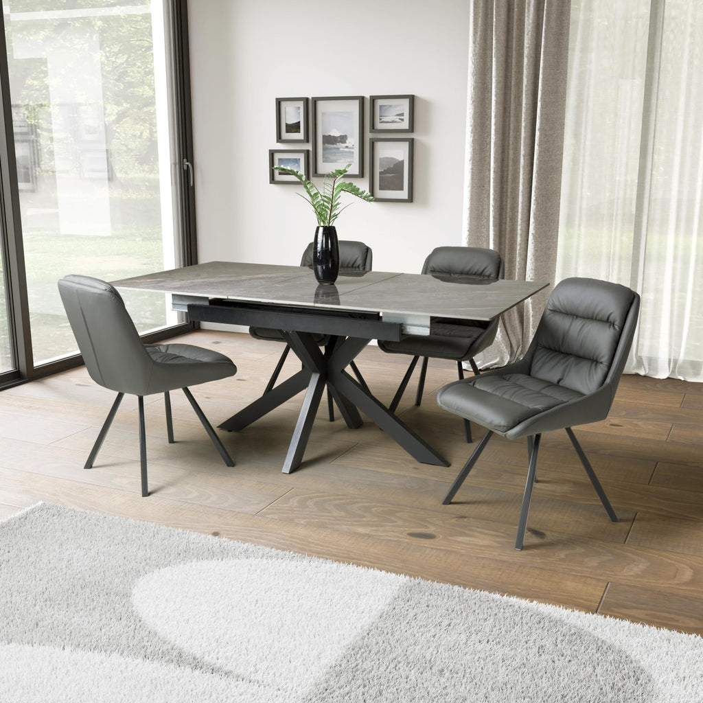 Tokyo Extender Grey and 4 Arnhem Grey Dining Set - Home Furniture Interiors