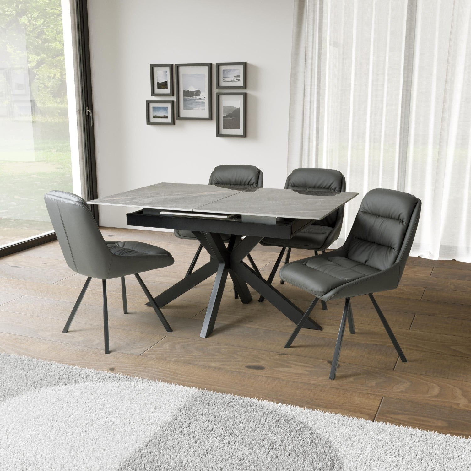 Tokyo Extender Grey and 4 Arnhem Grey Dining Set - Home Furniture Interiors
