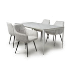 White Gloss 1.6m Dining Set with 4 White Chairs - Home Furniture Interiors