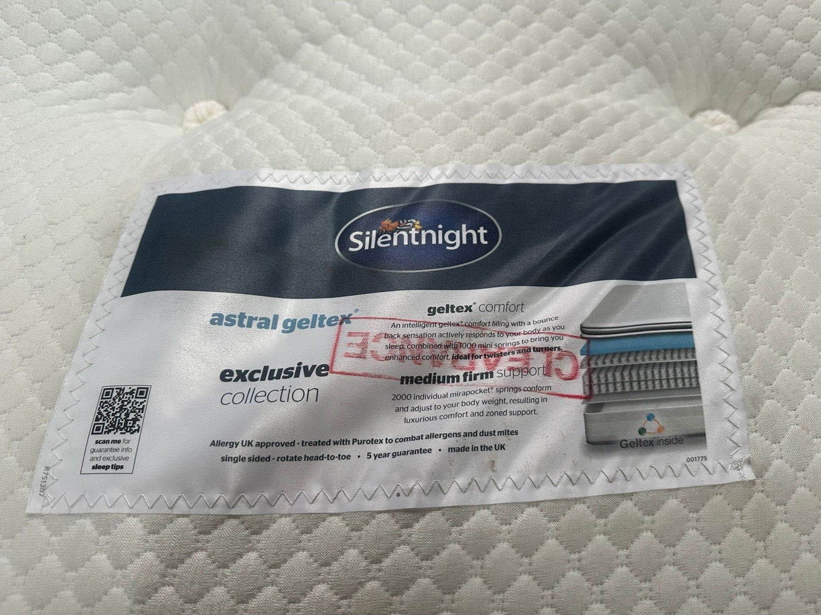 Silentnight Astral Geltex 3000 Pocket BoxTop 4ft 6 Double Mattress RRP £1499 B
