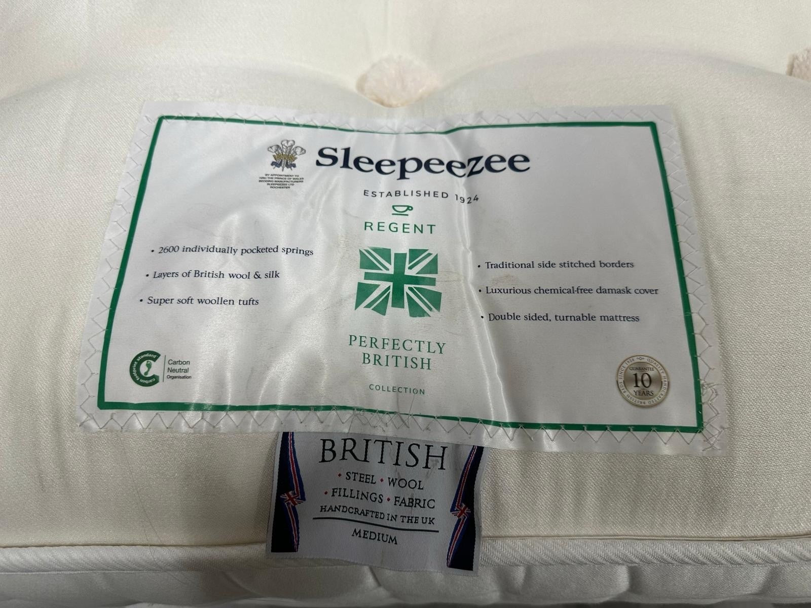 Sleepeezee Perfectly British Regent 2600 Mattress 3FT Single RRP £989 B - Home Furniture Interiors