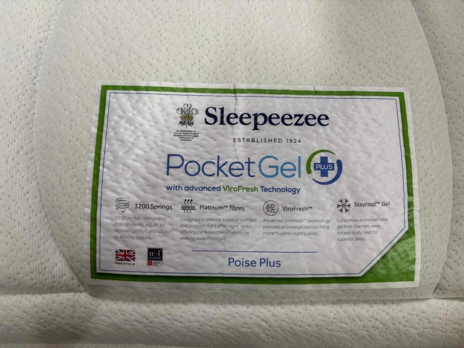 Sleepeezee PocketGel Poise Plus 3200 Mattress Kingsize 5FT Best Price Online B - Home Furniture Interiors