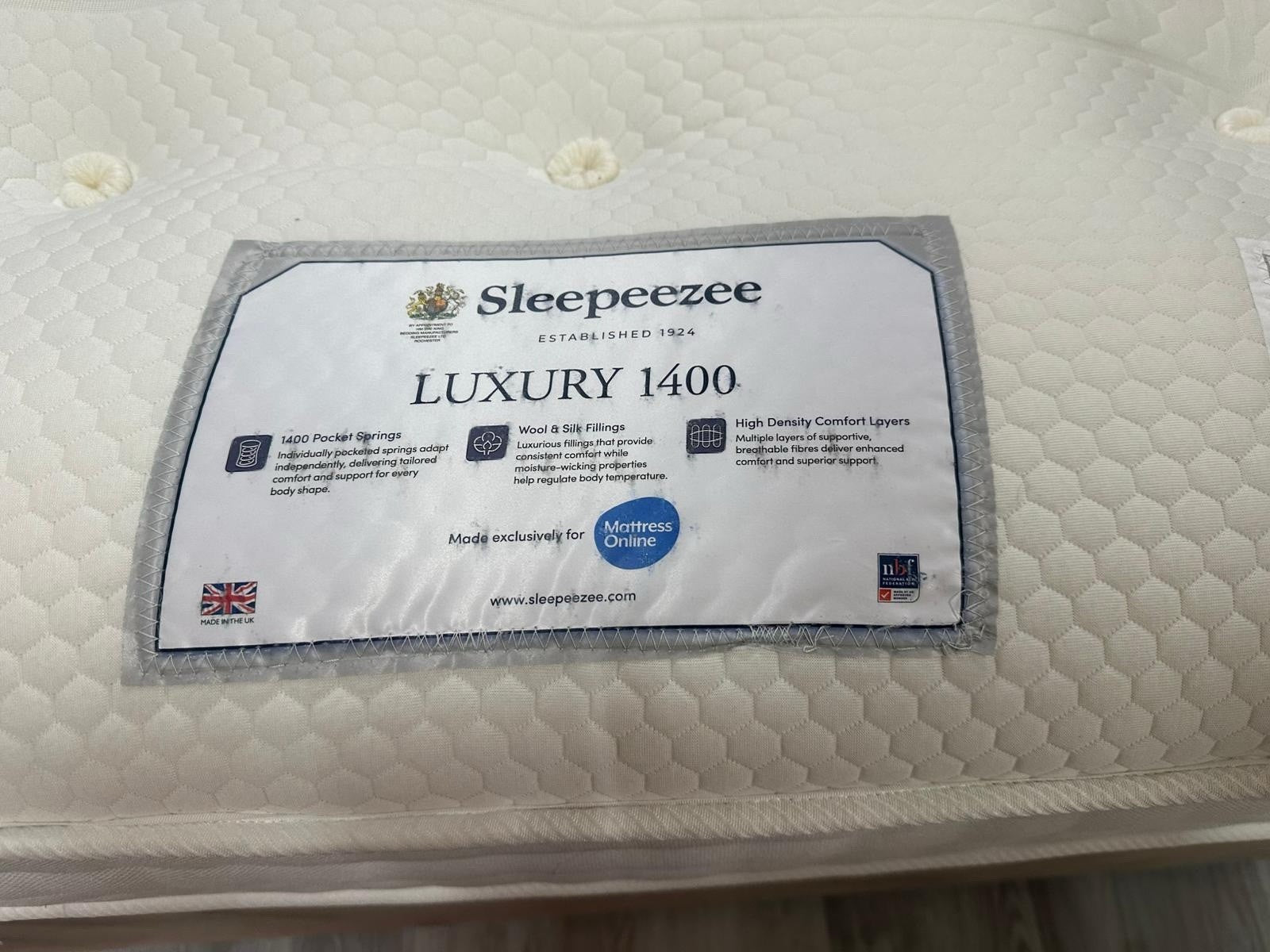 Sleepeezee Luxury 1400 Pocket 5ft Kingsize Mattress  - RRP £799 B