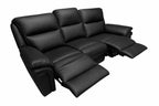 Black Leather Fabric Upholstery 3 Seater Recliner Sofa