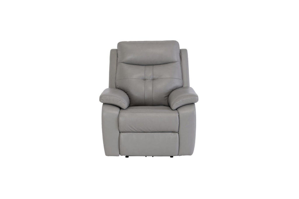 Grey Leather Electric Power Recliner with USB Charger