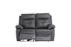 Charcoal Leather Electric Power Recliner Sofa 2 Seater