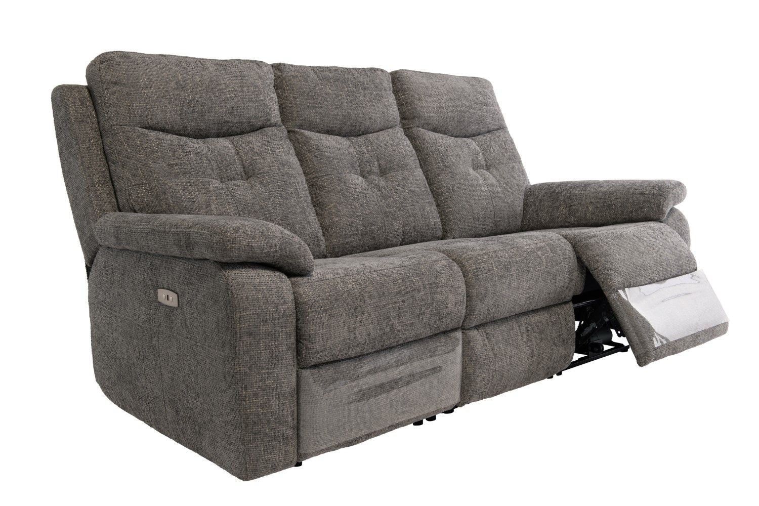 Graphite Fabric 3 Seater Electric Power Recliner Sofa
