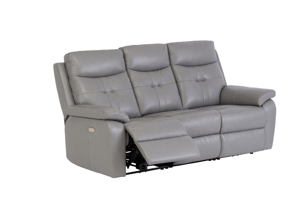 Grey Leather 3 Seater Electric Power Recliner Sofa