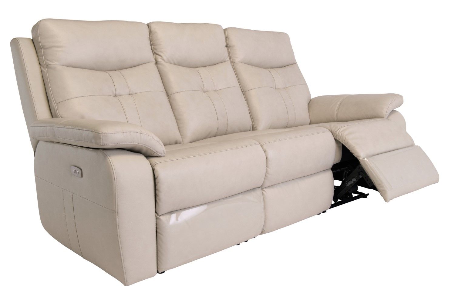 Light Stone Leather 3 Seater Electric Power Recliner Sofa