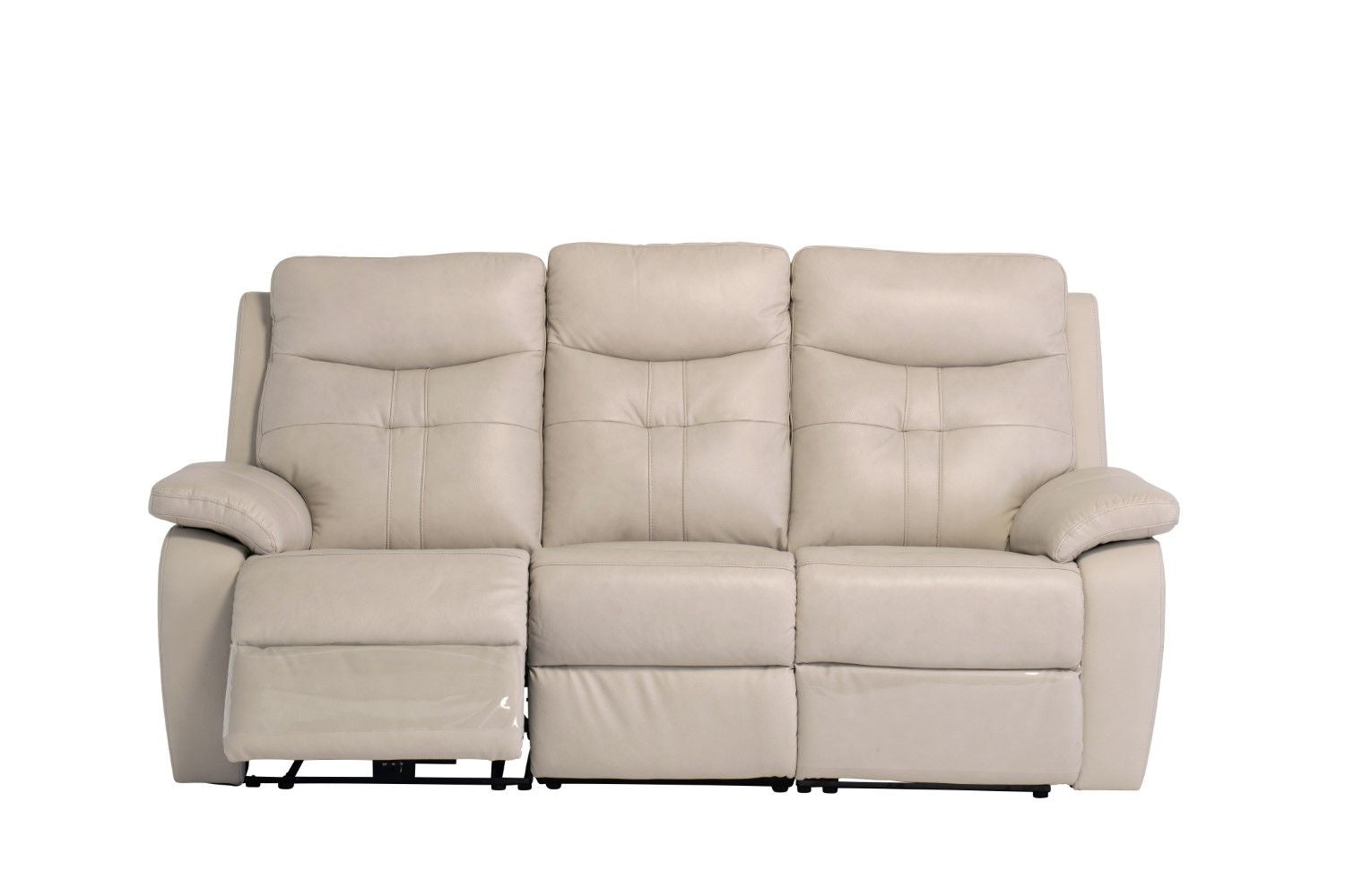 Light Stone Leather 3 Seater Electric Power Recliner Sofa