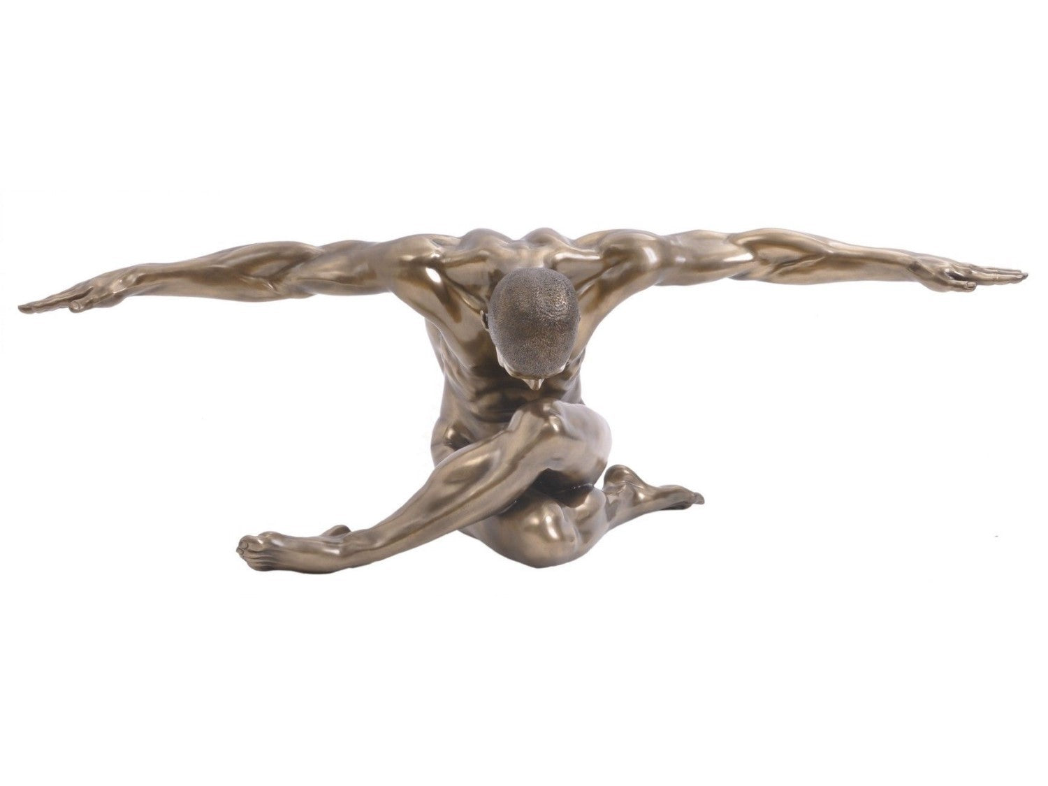Antique Bronze Smooth Finish Large Male Sculpture with Outstretched Arms