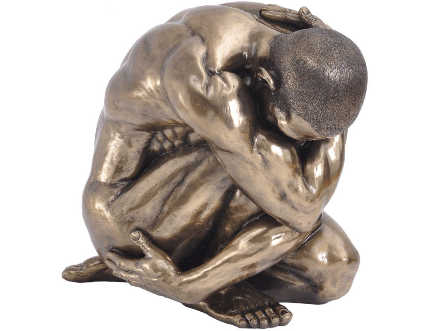 Bronze Male Nude Statue Clutching