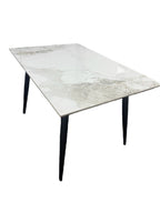 Grey Marble Effect Ceramic 1.5m/1.2m Dining Table with Black Legs
