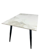 Grey Marble Effect Ceramic 1.5m/1.2m Dining Table with Black Legs