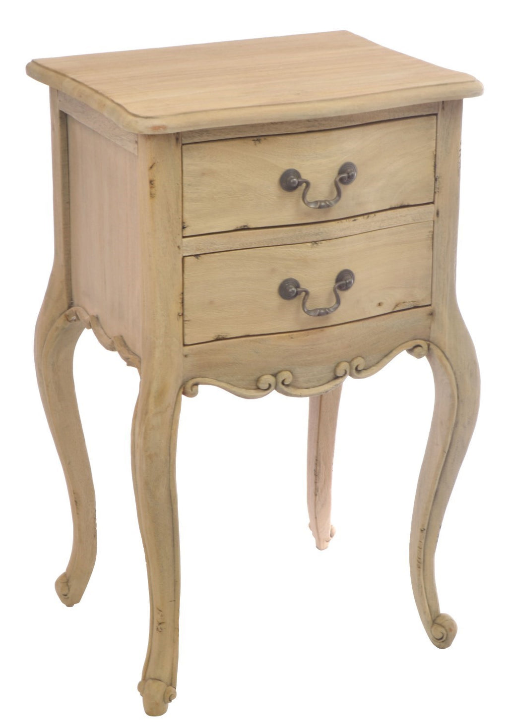 French Carved Natural Wood Bedside Lamp Table Cabriole Legs