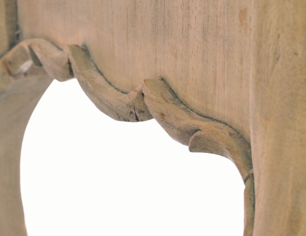 French Carved Natural Wood Bedside Lamp Table Cabriole Legs