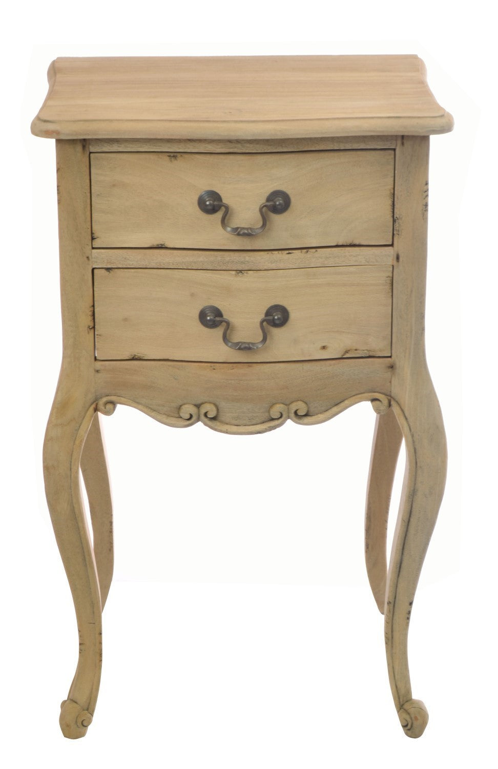 French Carved Natural Wood Bedside Lamp Table Cabriole Legs