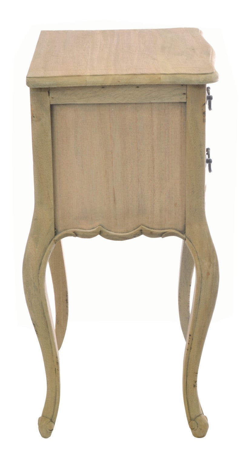 French Carved Natural Wood Bedside Lamp Table Cabriole Legs