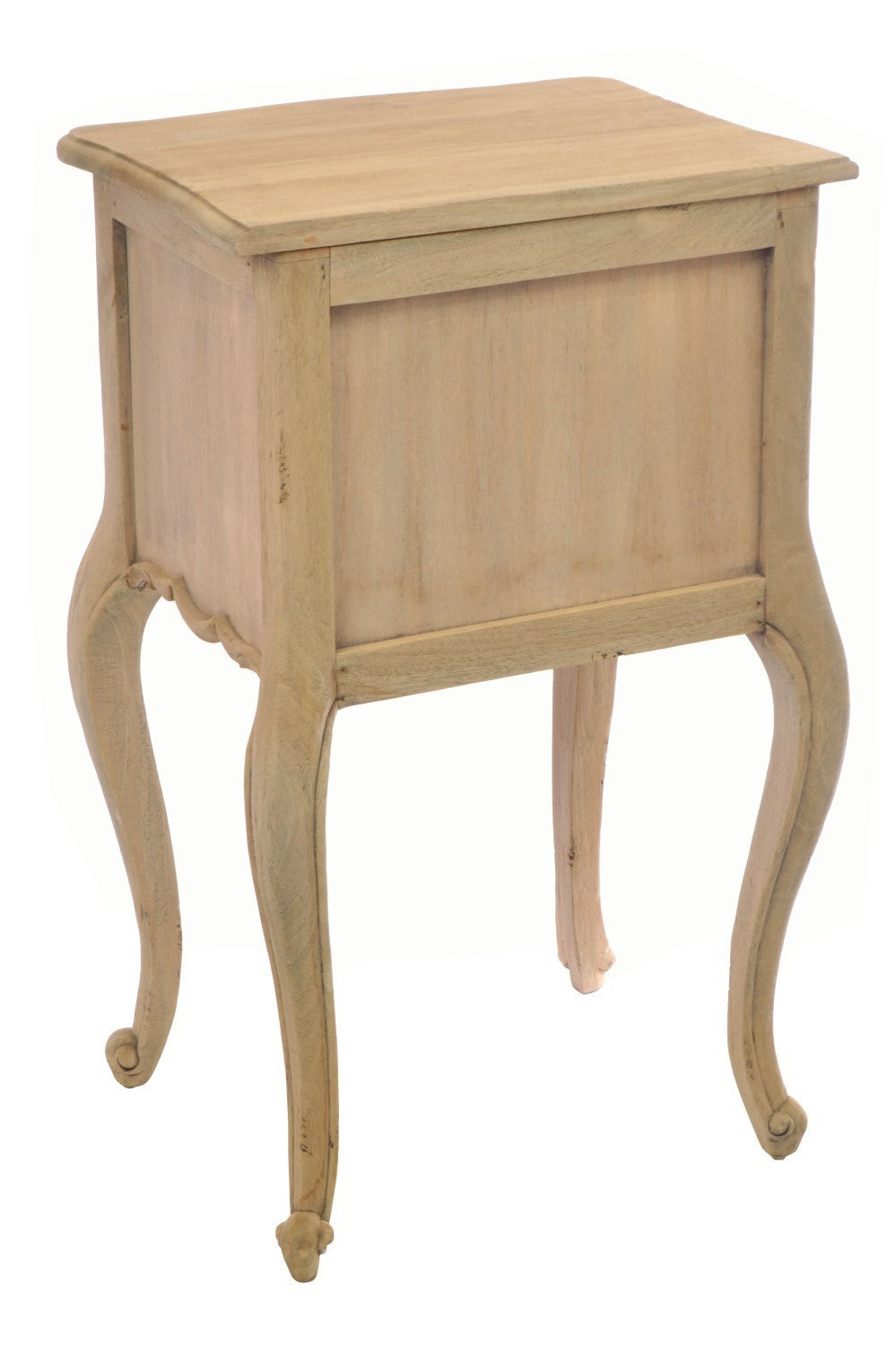 French Carved Natural Wood Bedside Lamp Table Cabriole Legs