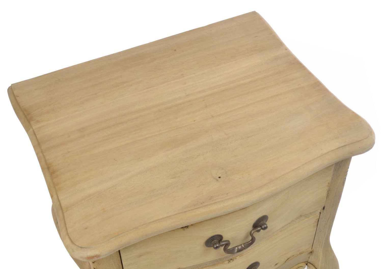 French Carved Natural Wood Bedside Lamp Table Cabriole Legs