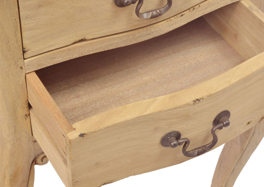 French Carved Natural Wood Bedside Lamp Table Cabriole Legs