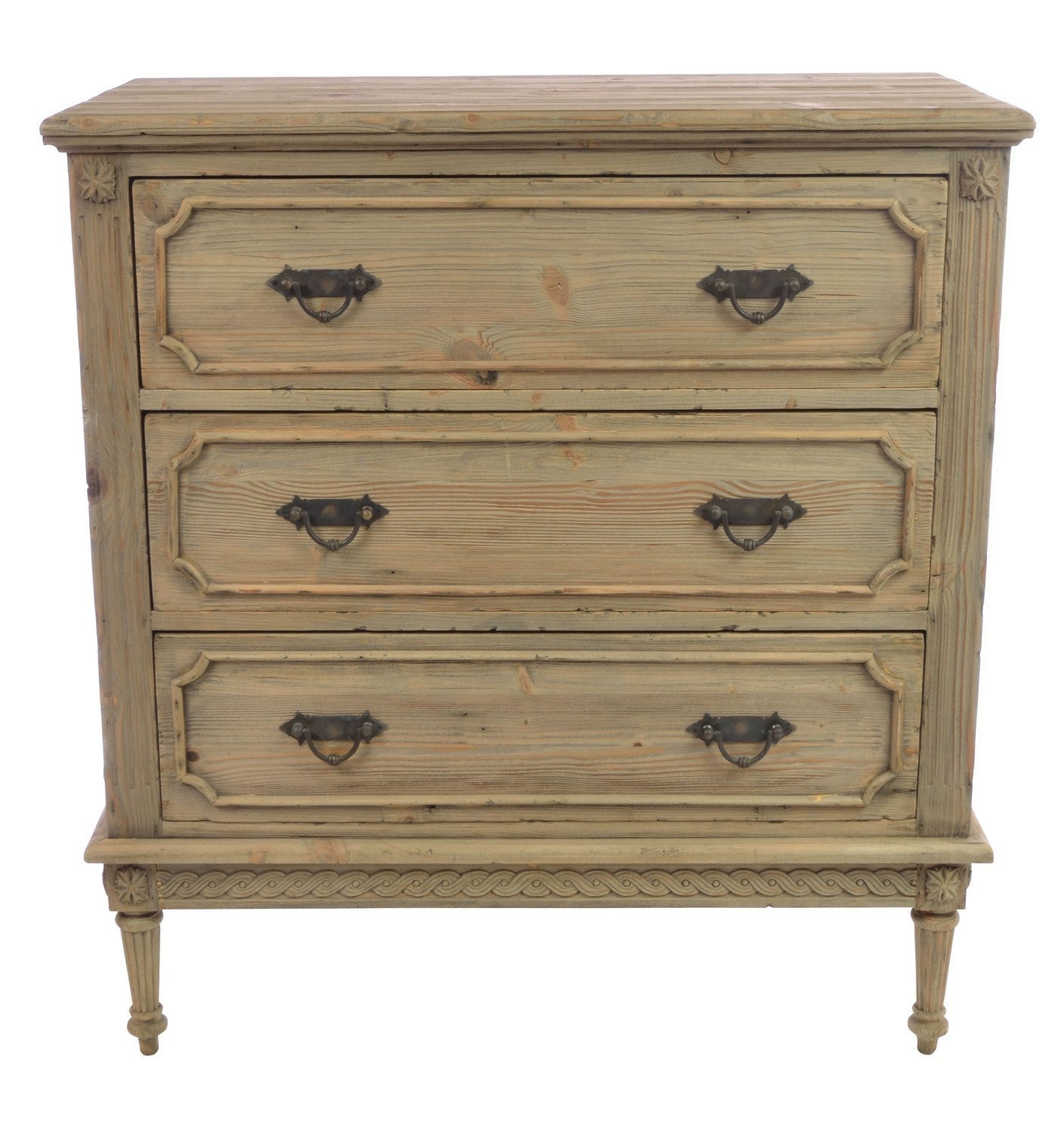 Vintage Mahogany Wood Ornate Carved Chest of 3 Drawers