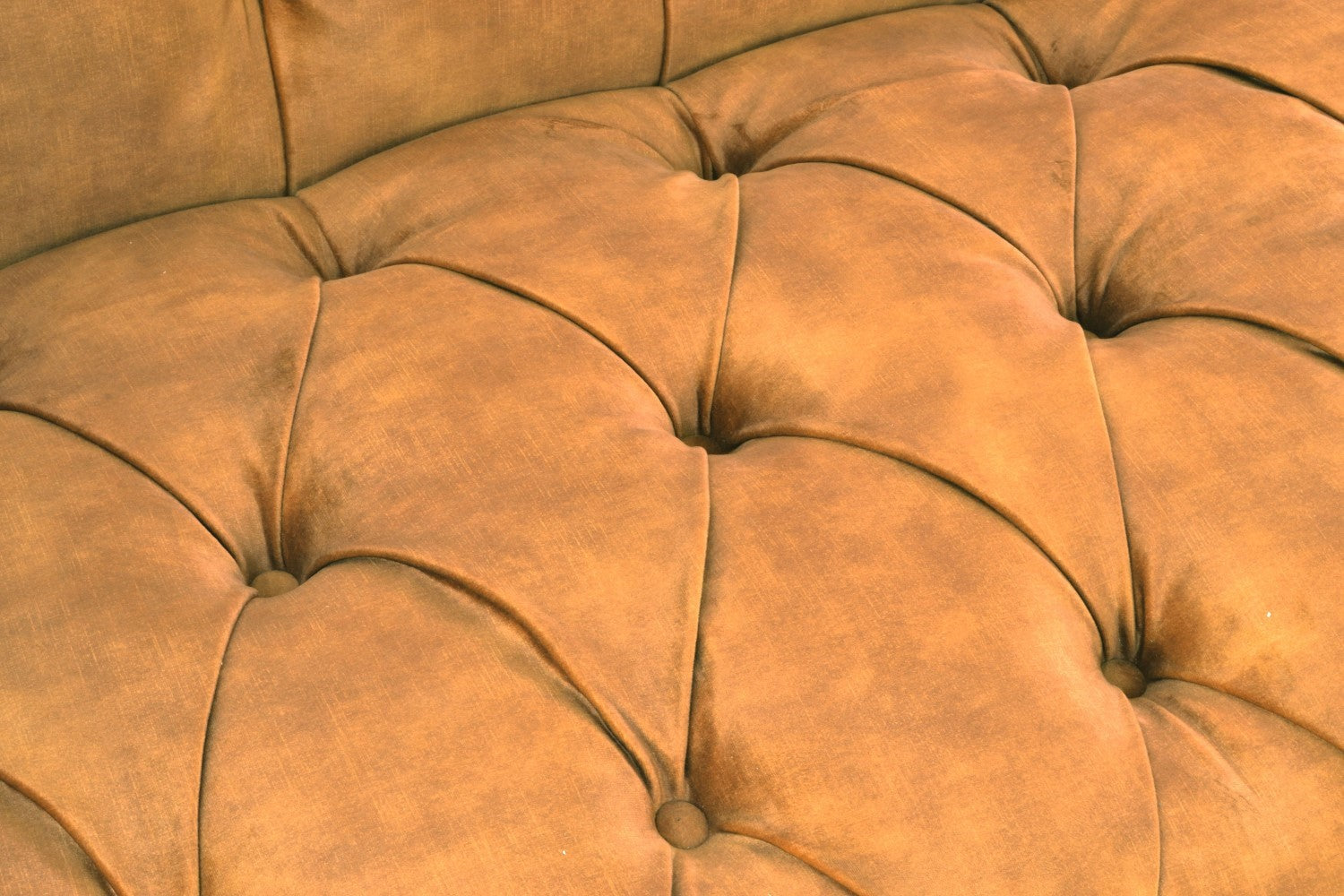 Gold Velvet Fabric Upholstered Buttoned and Pleated Chesterfield Sofa