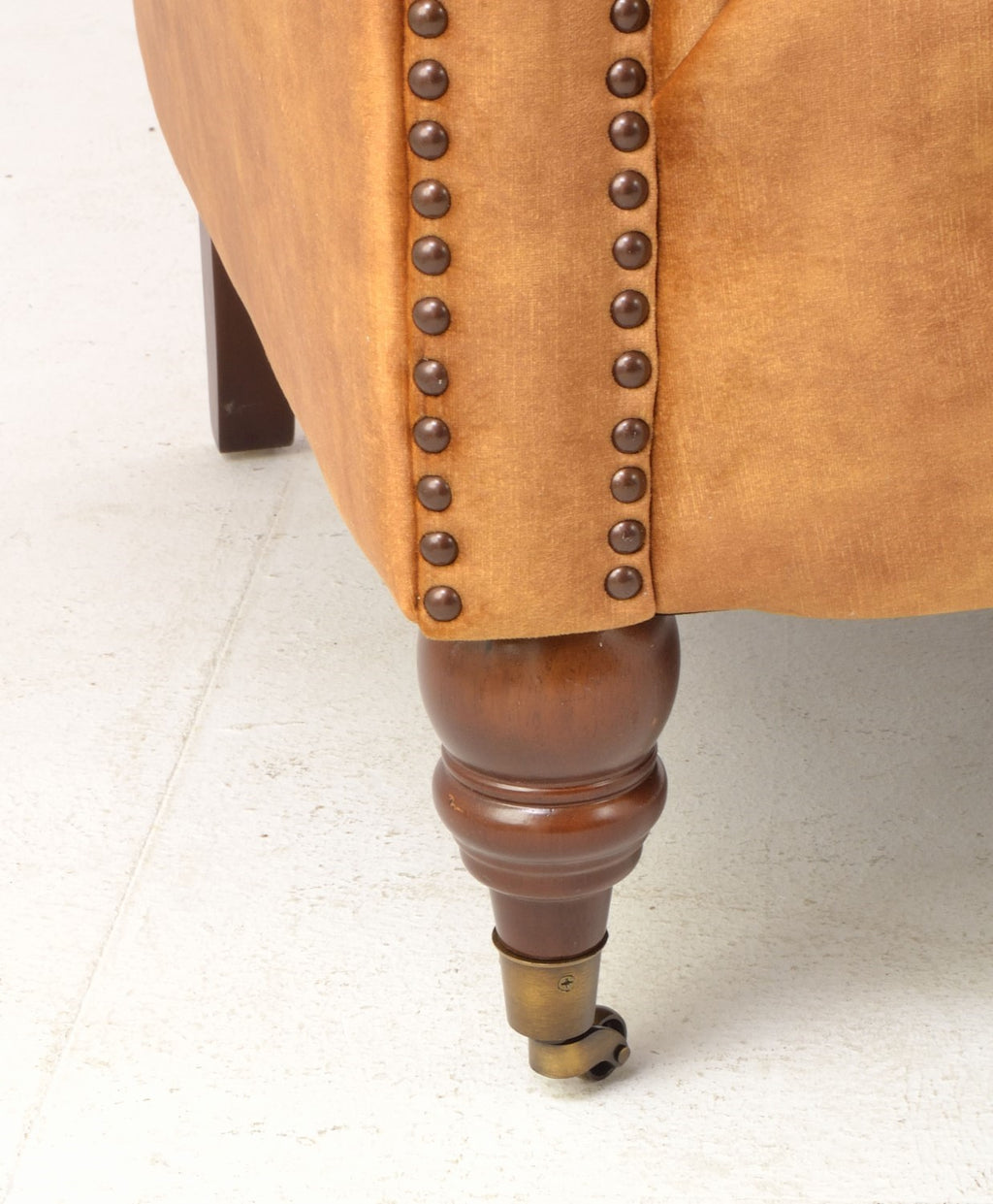 Gold Velvet Fabric Upholstered Buttoned and Pleated Chesterfield Sofa