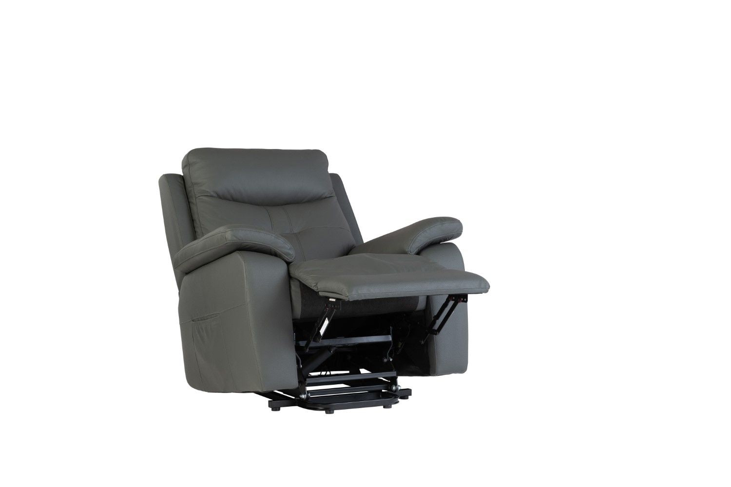 Charcoal Leather Upholstered Electric Power Recliner - Home Furniture Interiors