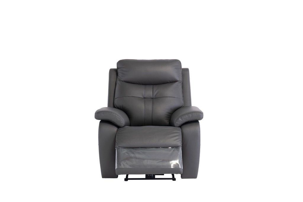 Charcoal Leather Upholstered Electric Power Recliner - Home Furniture Interiors