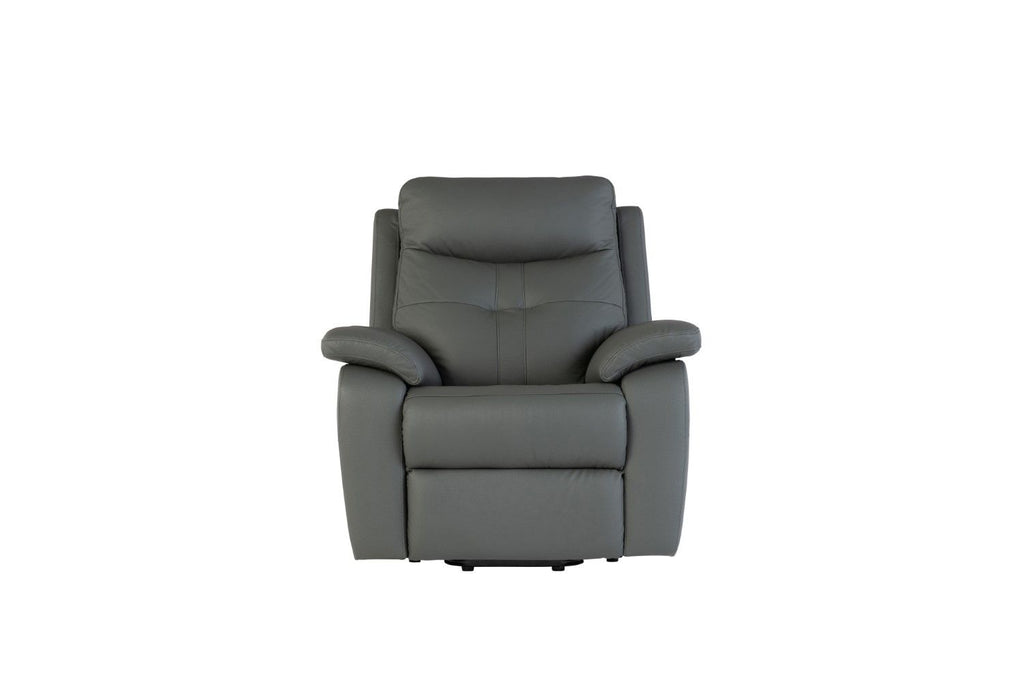 Charcoal Leather Upholstered Electric Power Recliner - Home Furniture Interiors