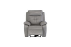 Grey Leather Electric Power Recliner with USB Charger - Home Furniture Interiors