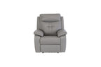 Grey Leather Electric Power Recliner with USB Charger - Home Furniture Interiors