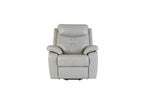 Grey Leather Electric Power Recliner with USB Charger - Home Furniture Interiors