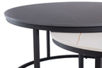 Black and White Marble Effect Round Nest of 2 Coffee Tables - Home Furniture Interiors