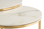 Gold Marble Effect Round Coffee Table Set Metal Frame - Home Furniture Interiors