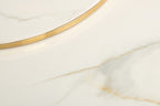 Gold Marble Effect Round Coffee Table Set Metal Frame - Home Furniture Interiors